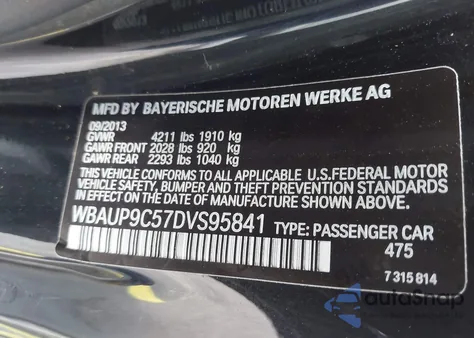 2013 BMW 128I z USA, uszkodzony, nr VIN WBAUP9C57DVS95841